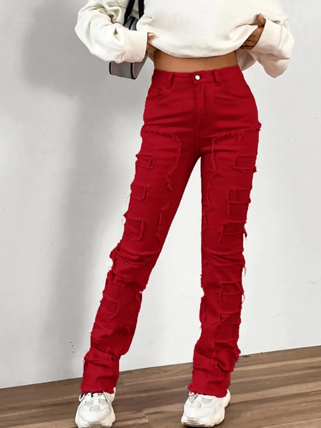 

Женские джинсы с высокой талией и прямым кроем YCHUNHUI