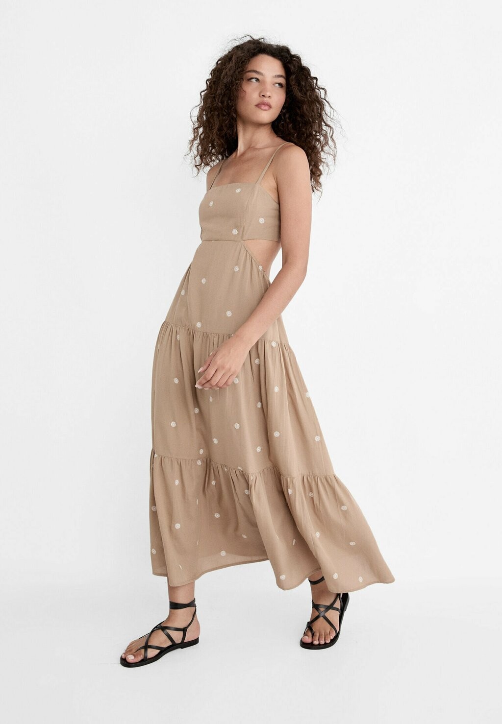 

Платье макси Stradivarius, цвет Stone