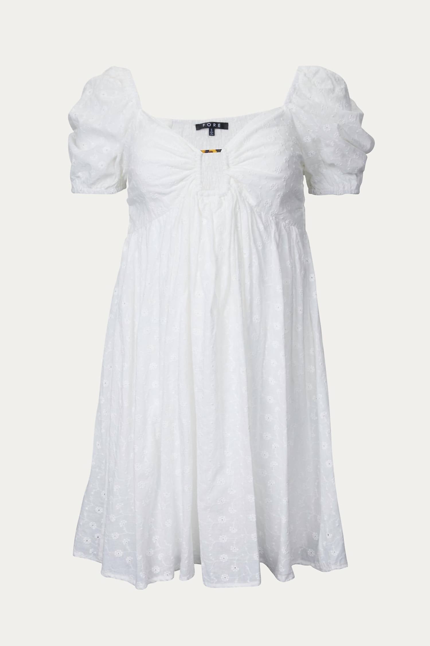 

Белое мини-платье с цветочной вышивкой в стиле Broderie Anglaise Fore