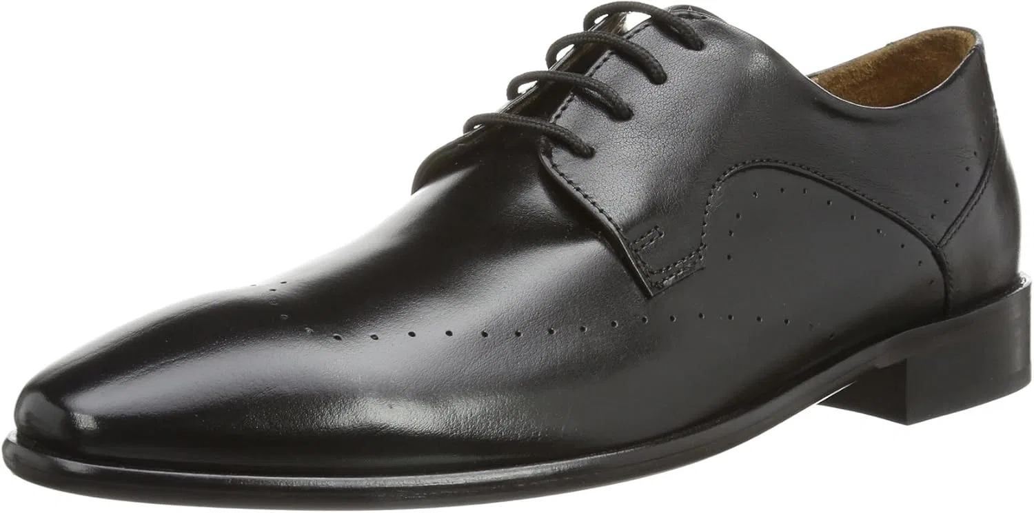 Туфли Manz Mens Lugano Brogue Lace-Up Semi-Shoe, Black 001 Black