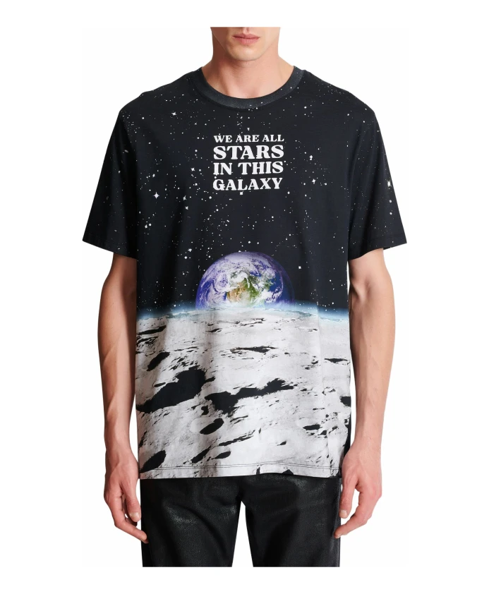

Футболка с принтом «Земля и звезды». Balmain, черный
