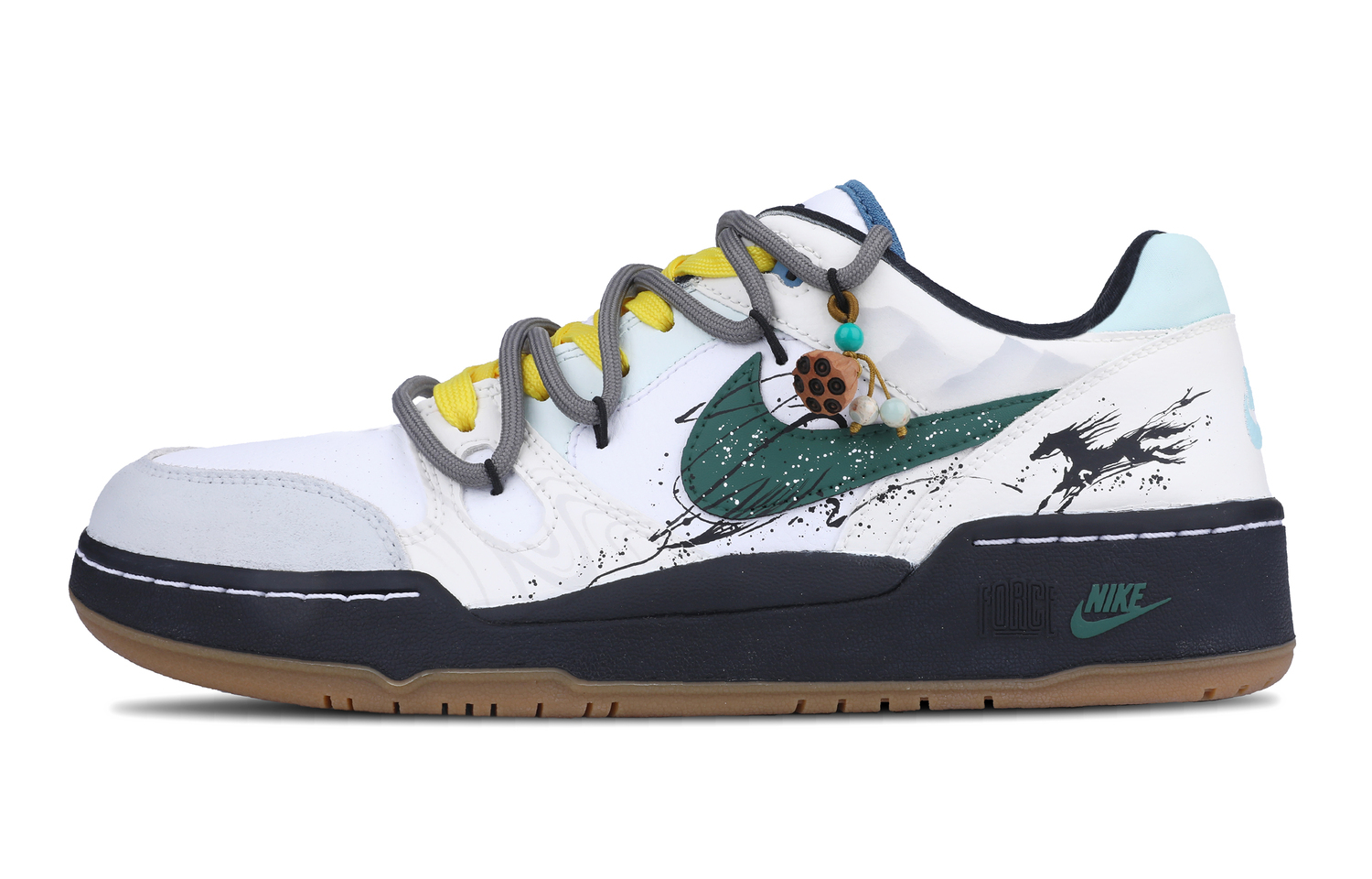 

Nike Полусиние кроссовки для скейтбординга Full Force с низкой абразивной стойкостью мужские серый белый зеленый