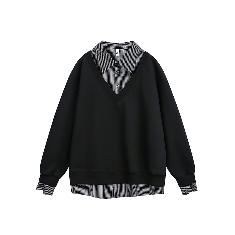 

Свитшот Unisex Polo Collar Moderate Mock Two Piece VanCamel, черный