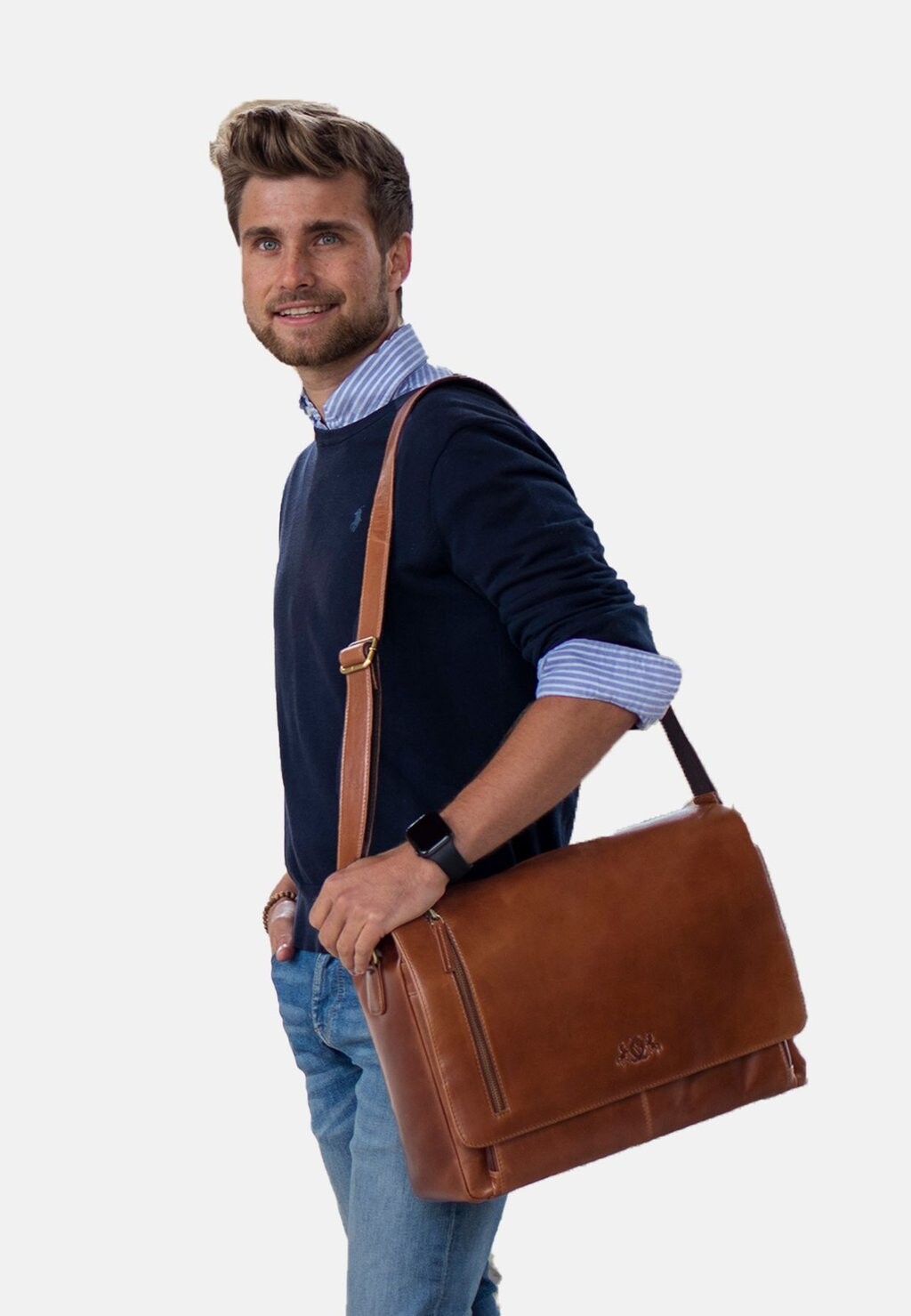 

Портфель XL SMART LAPTOP BAG 15" SID & VAIN, цвет braun/cognac