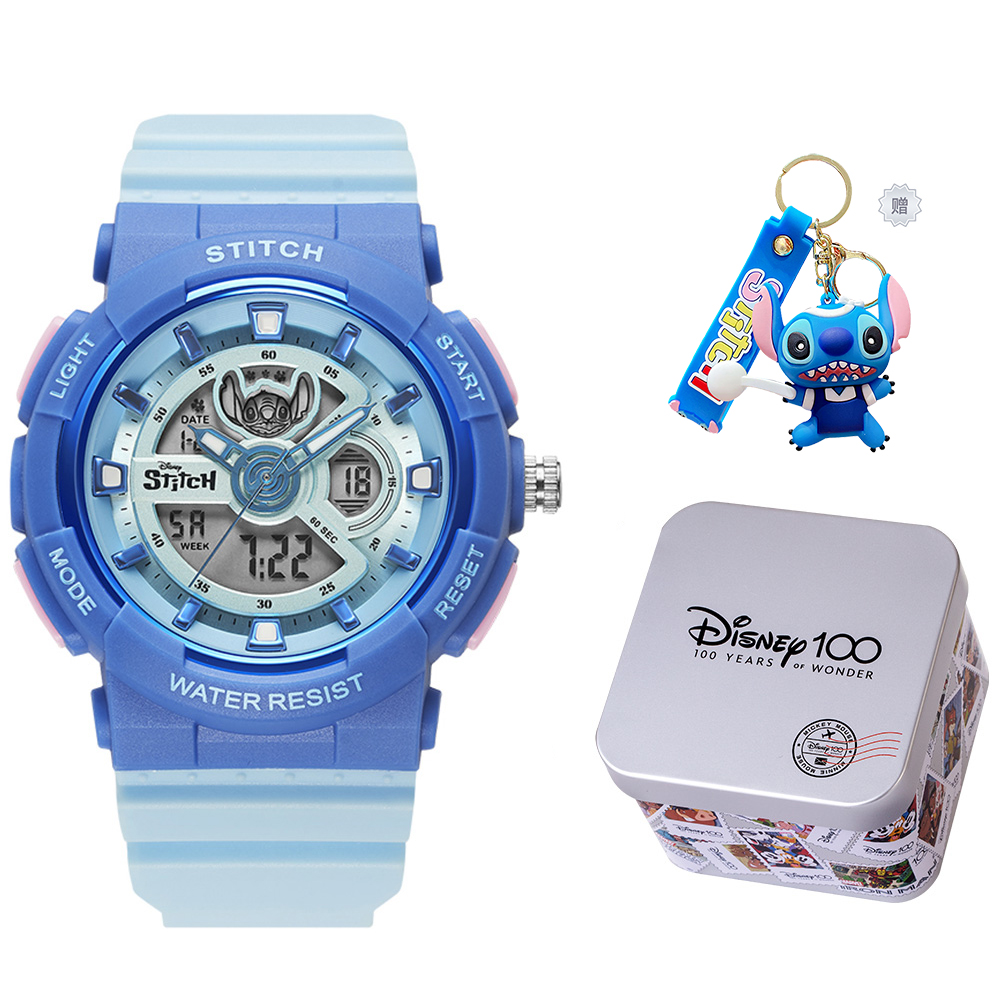 

Disney Часы Electronic+Quartz Movement Watch Unisex Blue Dial, Blue+[Stitch Pendant]