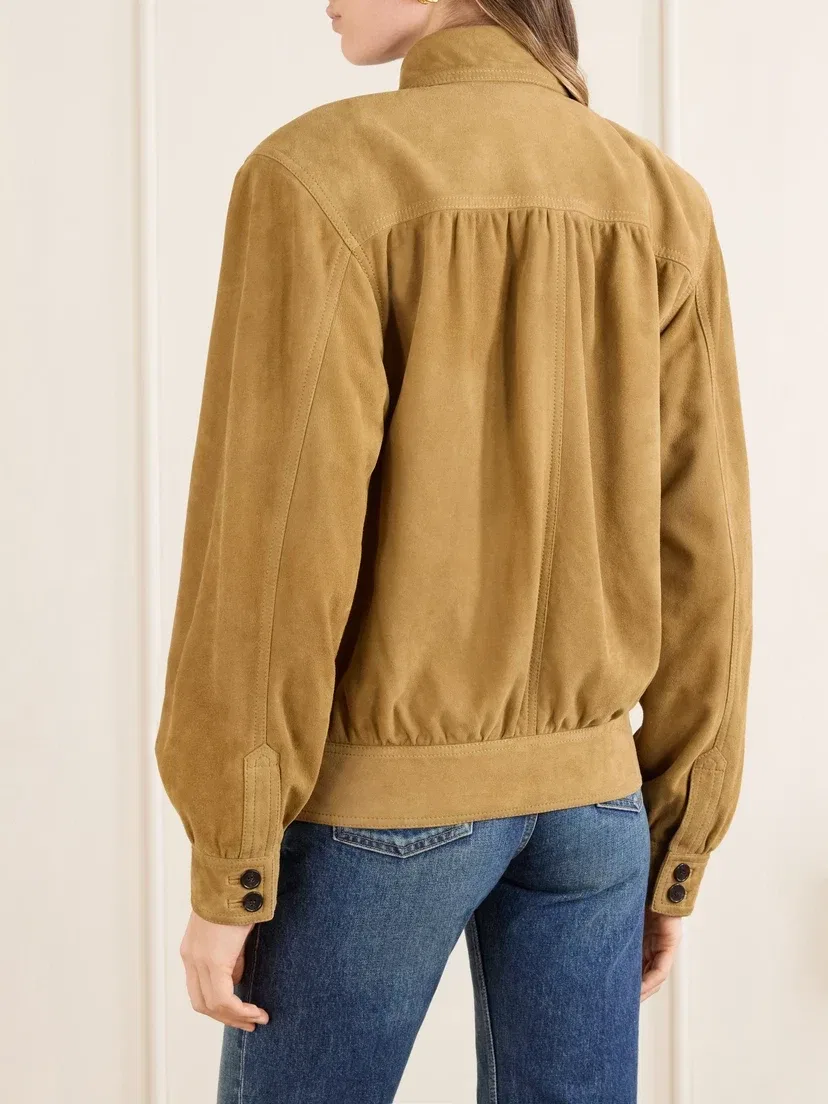 Замшевая куртка-блузон Saint Laurent, коричневый — фото 4
