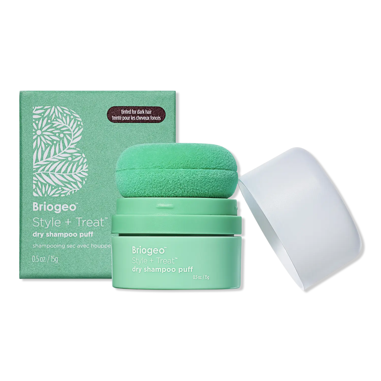 

Сухой шампунь-пуховка Style + Treat Briogeo, Tinted For Dark Hair