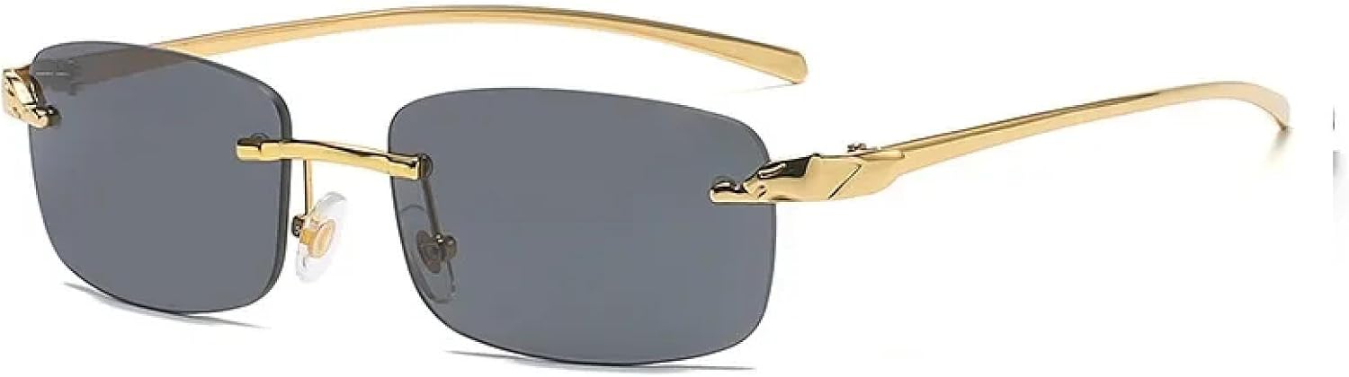 

Солнцезащитные очки с защитой от УФ-излучения UV400 | Без оправы, металлические, маленький размер | Для женщин и мужчин, для занятий спортом на открытом воздухе и вождения DSVIGF, Gold Black