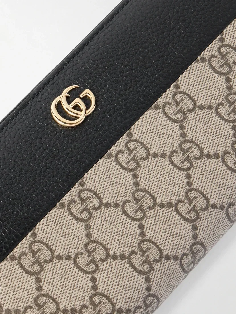Кошелек Petite Marmont из текстурированной кожи с принтом на канве с покрытием GUCCI, черный — фото 4