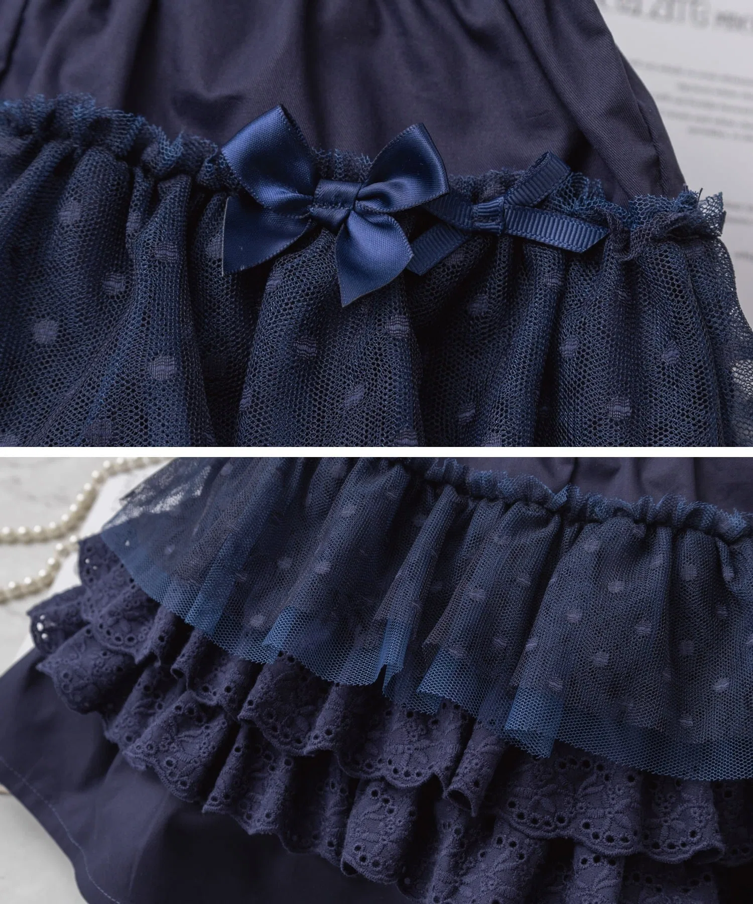 Брюки Кюлоты/Вечеринка с рюшами [Cinnamoroll/My Melody/Solid] Panpantutu, French Navy — фото 3