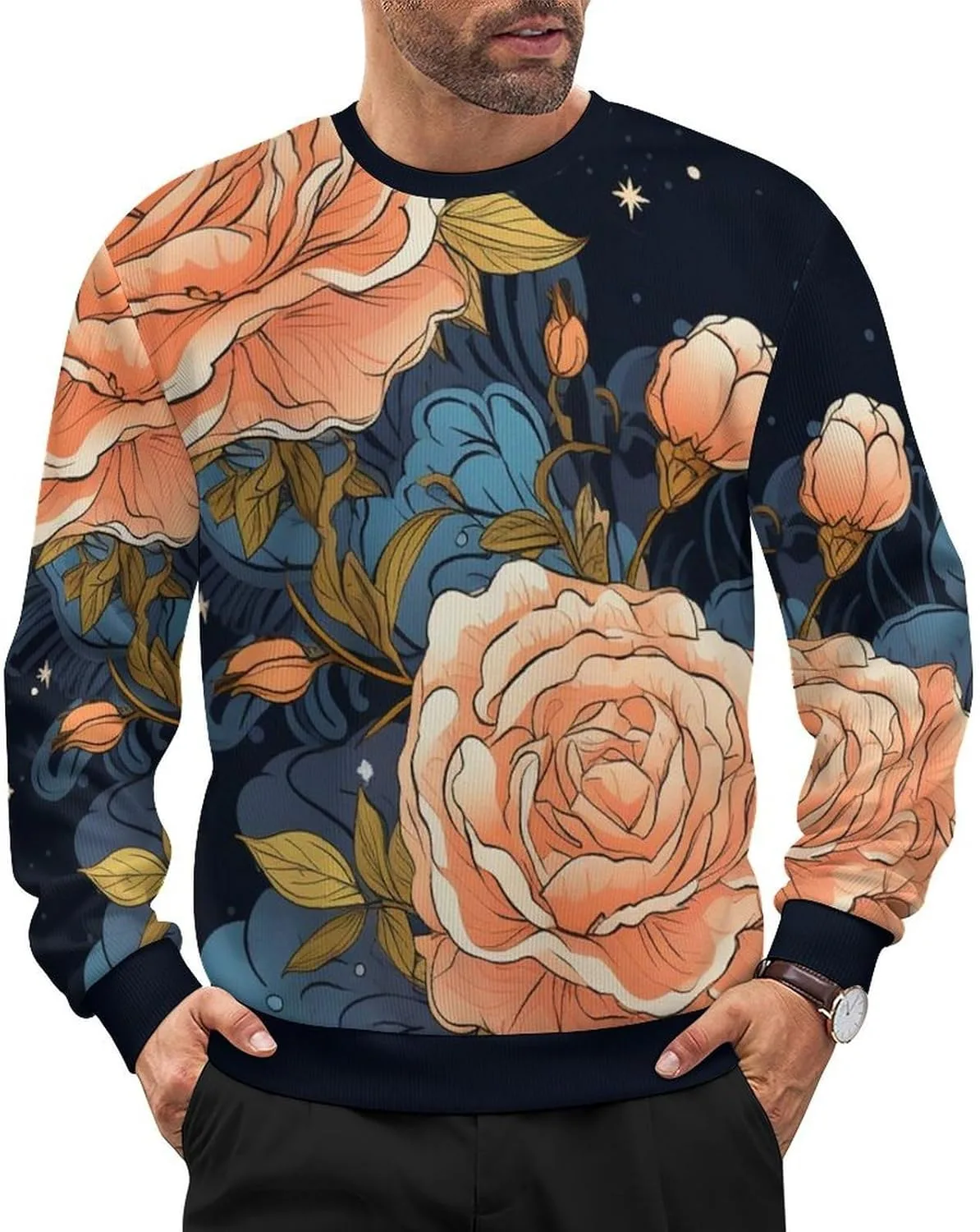 

Свитер для мужчин с принтом грибов, лонгслив HLSDFRES