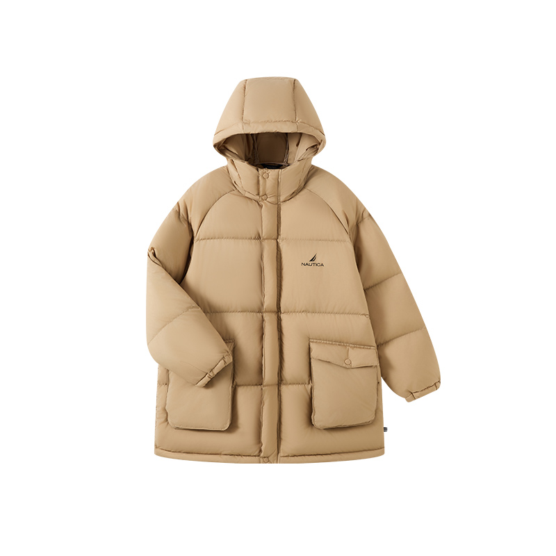 

Пуховая куртка средней длины для детей Nautica, хаки
