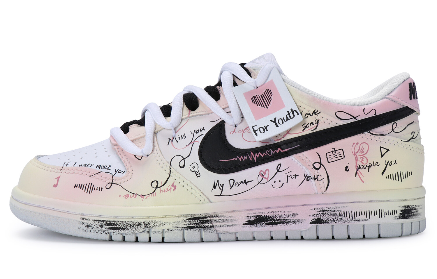 

Мужские кроссовки для скейтбординга Nike Dunk, Pink, white, yellow, and black