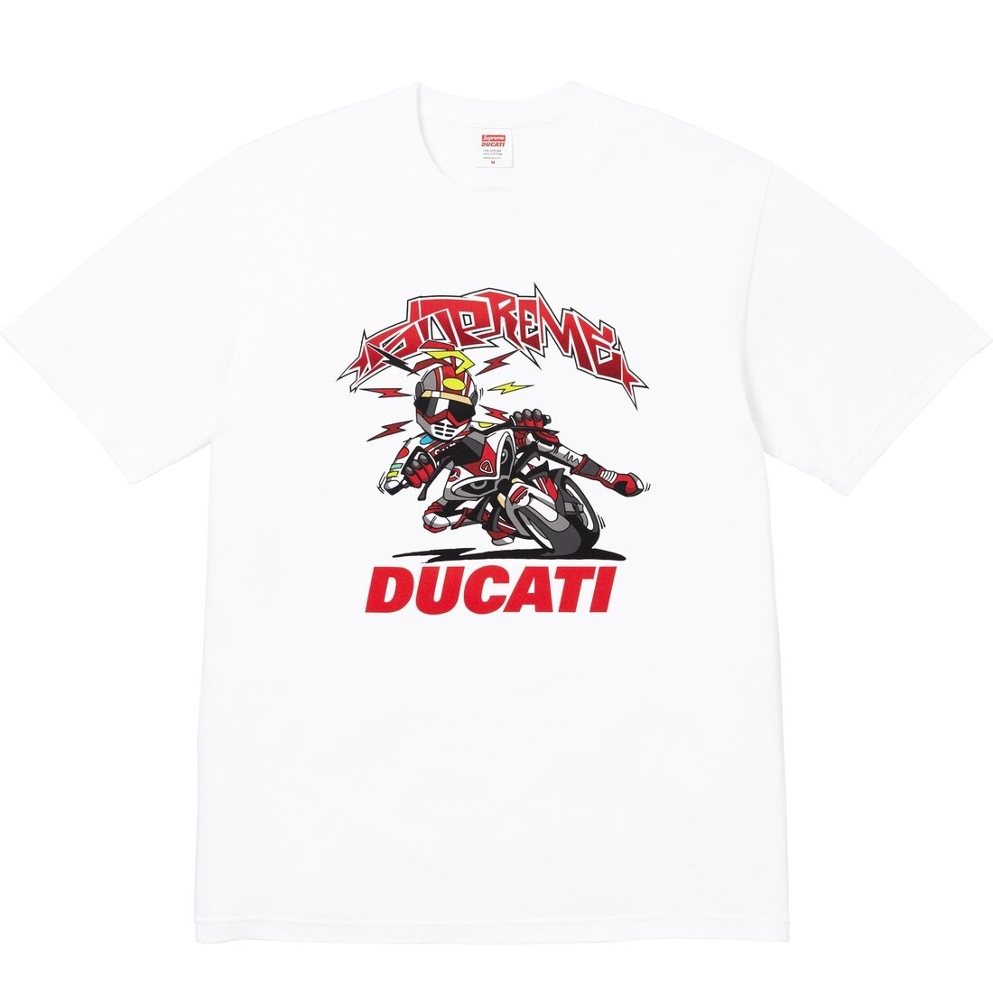 Футболка с коротким рукавом X DUCATI SS24 WEEK16 Bike Tee унисекс с принтом мотоцикла Supreme, белый — фото 3