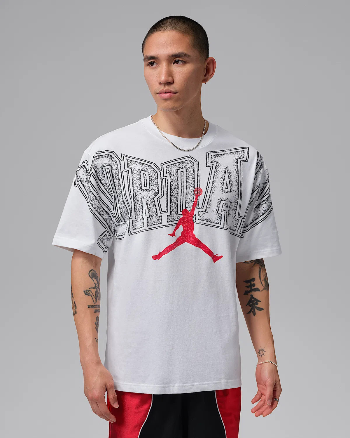 Мужская футболка с принтом Jordan, White/Gym Red