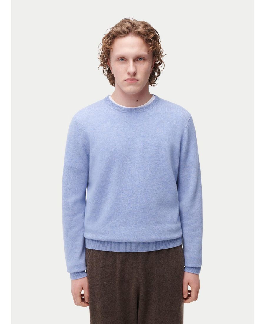 

Мужской базовый кашемировый свитер с круглым вырезом Gobi Cashmere, Blue- cashmere blue