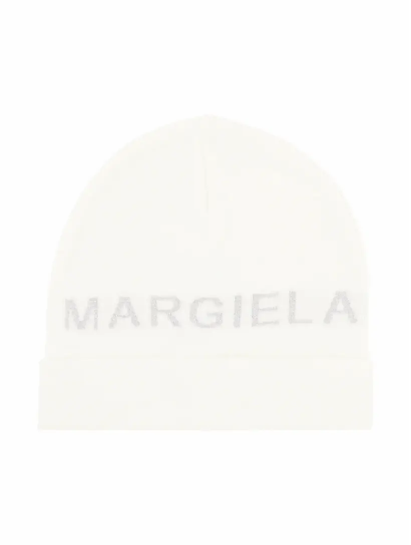 

Вязаная шапка с логотипом MM6 MAISON MARGIELA, белый