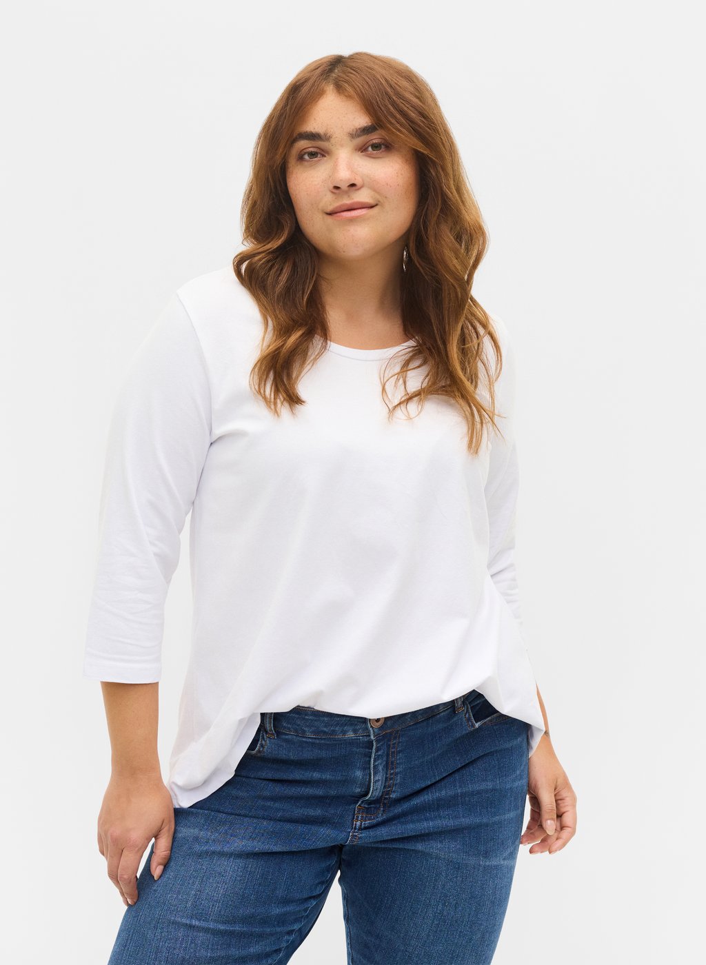 

Футболка с длинным рукавом BASIC MIT 3/4 ÄRMELN Zizzi, белый