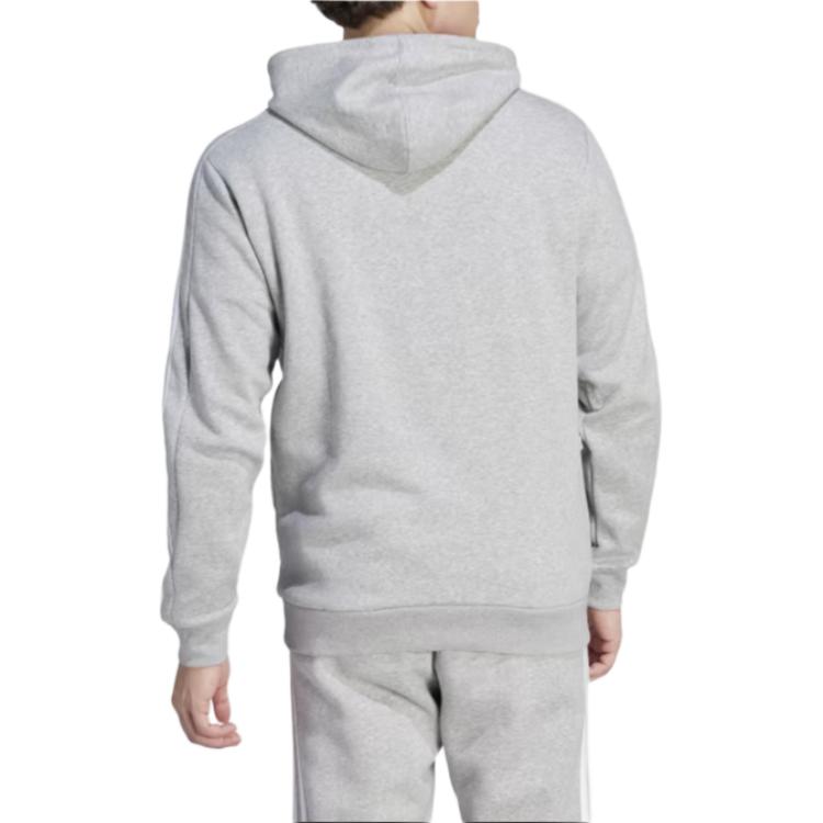 Бесплатная доставка с худи Essentials Fleece 3 Stripes AdiClub Adidas, средне-серый микс — фото 4