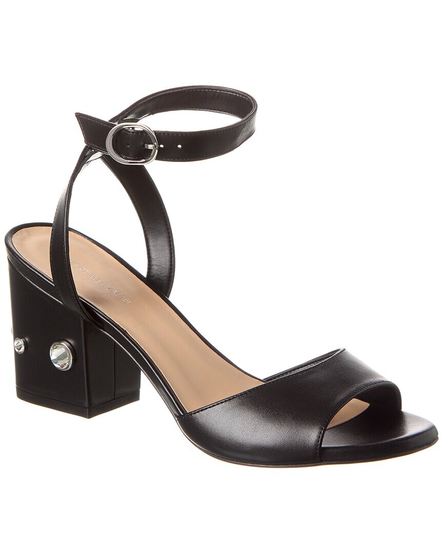Кожаные сандалии Stuart Weitzman Allshine Block 75, черный