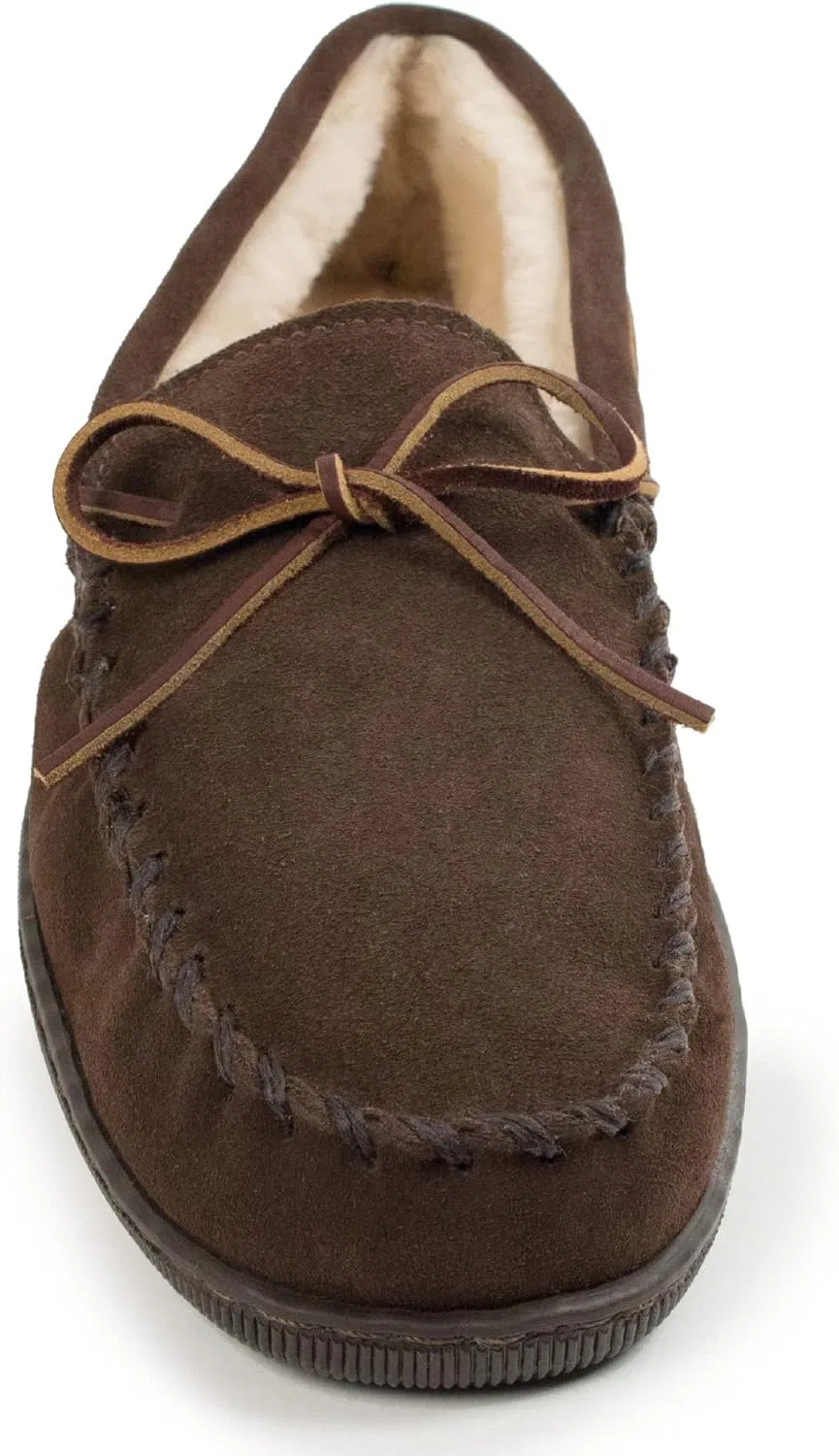 Мужские мокасины Minnetonka с ворсистой подкладкой и жесткой подошвой, Chocolate Brown — фото 2