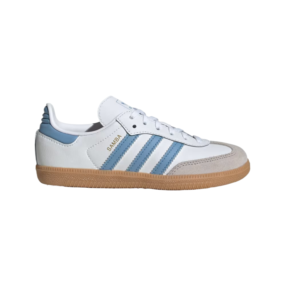 Adidas Originals Кроссовки для скейтбординга SAMBA OG Low top детские, цвет Cloud White Gray Blue, для детей 3-7 лет — фото 2