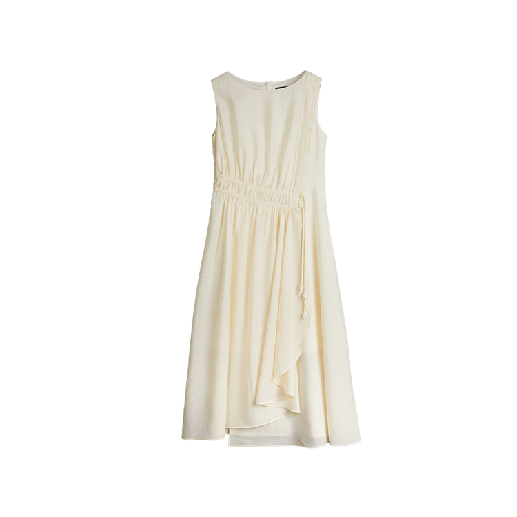 

Женское платье без рукавов с круглым вырезом, средней длины ELLE, бежевый желтый