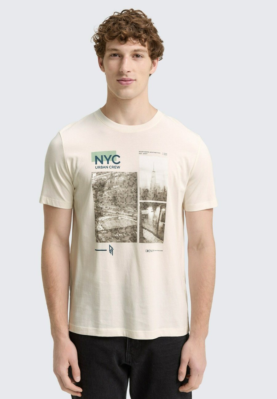 

Футболка TOM TAILOR DENIM Print T-shirt, Gardenia White/Off-White, Белый, Футболка TOM TAILOR DENIM Print T-shirt, Gardenia White/Off-White