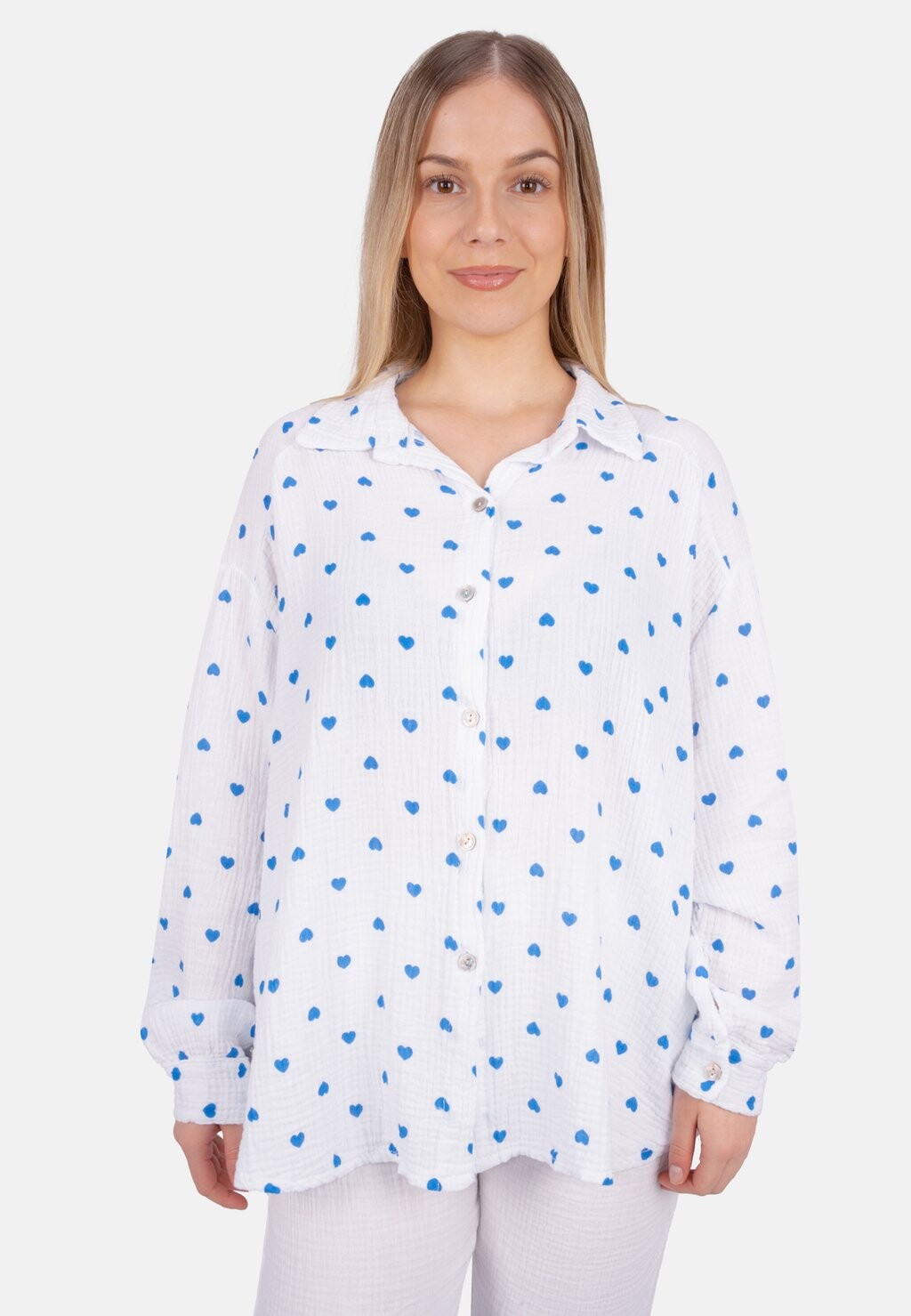 

Рубашка-блузка LIYA MUSSELIN HERZ OVERSIZED Seasons of April, белый