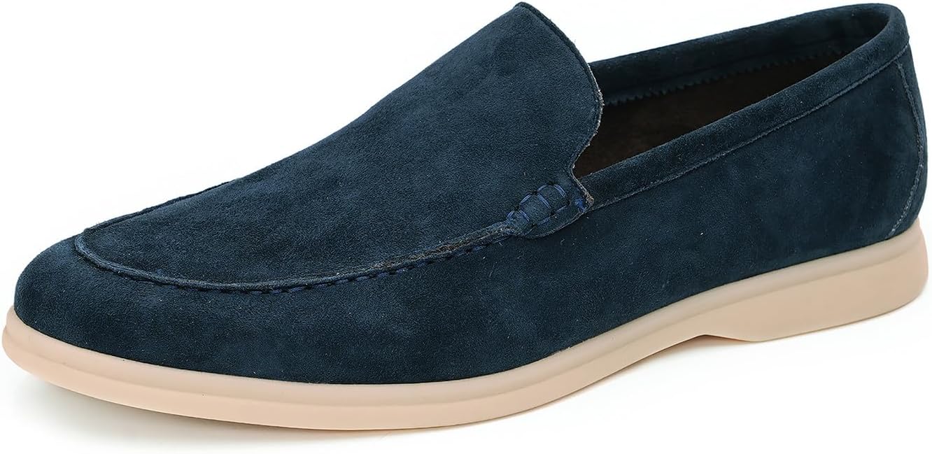 

Мужские туфли-лоферы, слипоны, замшевые тапочки, модные, повседневные, деловые, для выпускного вечера, пенни-лоферы, лодочные, для прогулок, летние Santimon, темно-синий