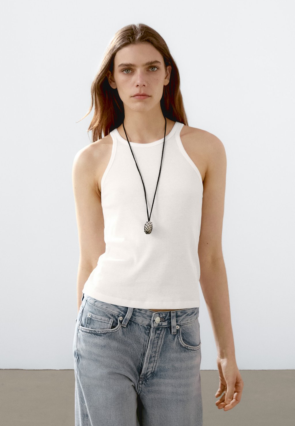 

Топ STRAPPY HALTER Massimo Dutti, белый
