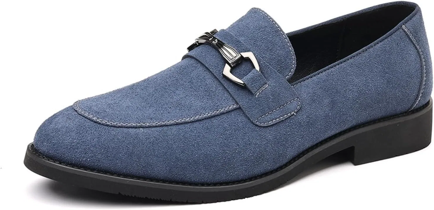 Мужские лоферы из замши Blue, классические мокасины для свадьбы QKLMWES