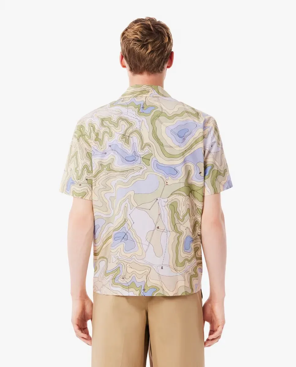 Мужская рубашка с коротким рукавом из хлопка Lacoste, бежевый — фото 2