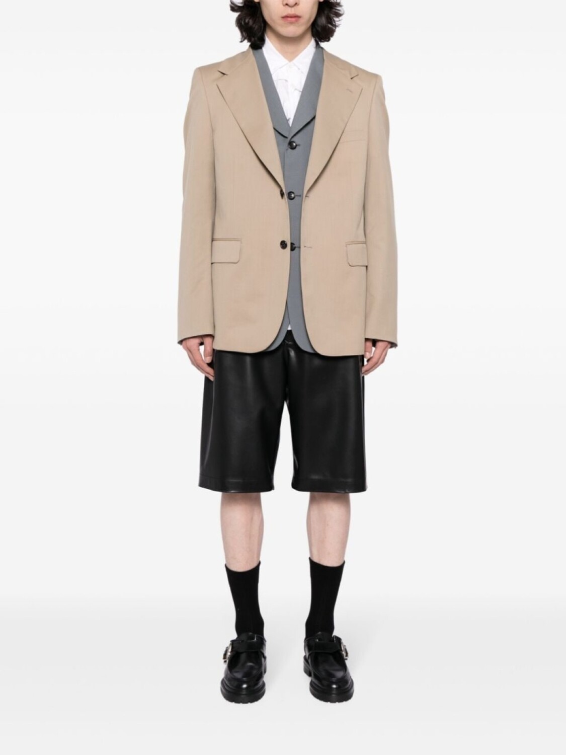 Comme des Garçons Homme Plus single-breasted layered blazer, нейтральный цвет — фото 2