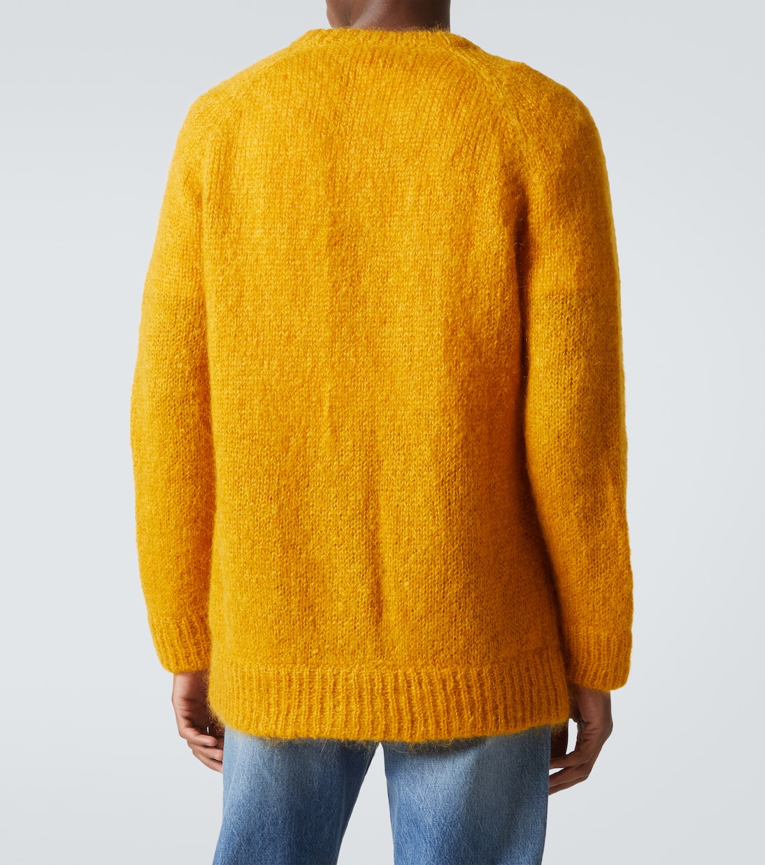 Кардиган из смеси мохера и кос, связанный косами Valentino, Ocra — фото 4