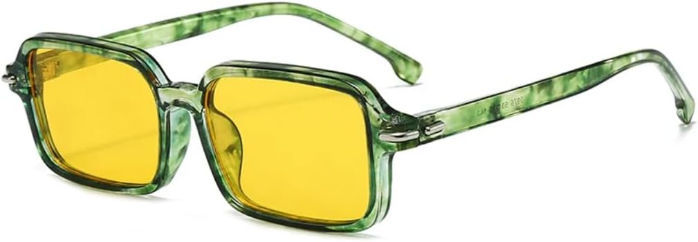 

Модные солнцезащитные очки конфетных цветов для женщин с защитой от УФ-излучения UV400, ретро-заклепками, для мужчин, трендовый леопардовый принт TYUVIVO, Green Pattern Yellow