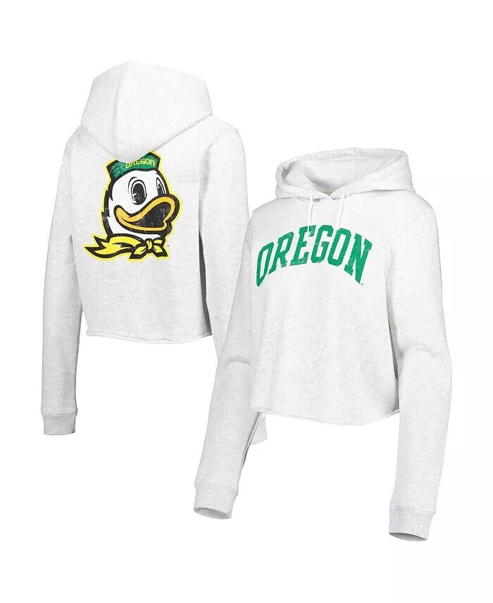 

Женская укороченная толстовка с капюшоном Ash Oregon Ducks 2-Hit 1636 League Collegiate Wear