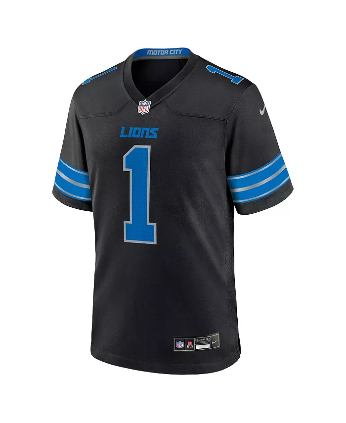 Мужская игровая футболка Jameson Williams Detroit Lions, черная, альтернативная вторая форма Nike — фото 2