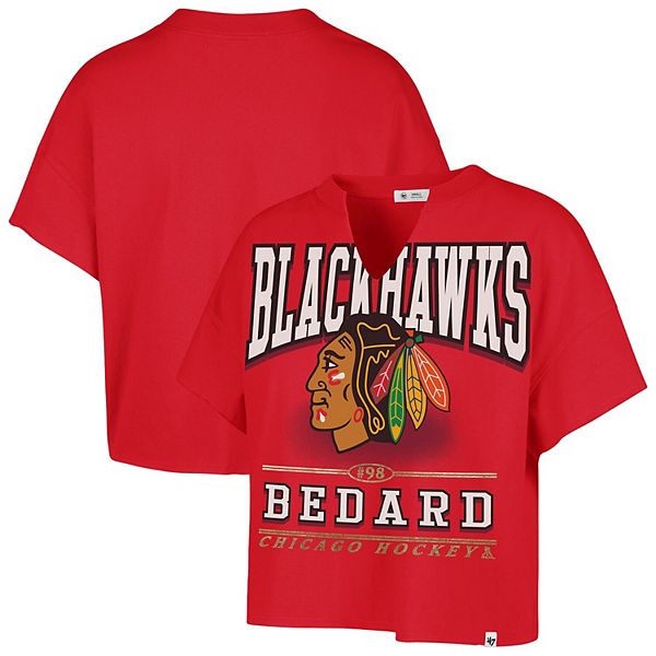 

Женская футболка '47 Connor Bedard Chicago Blackhawks Elation с именем и номером 47 Brand