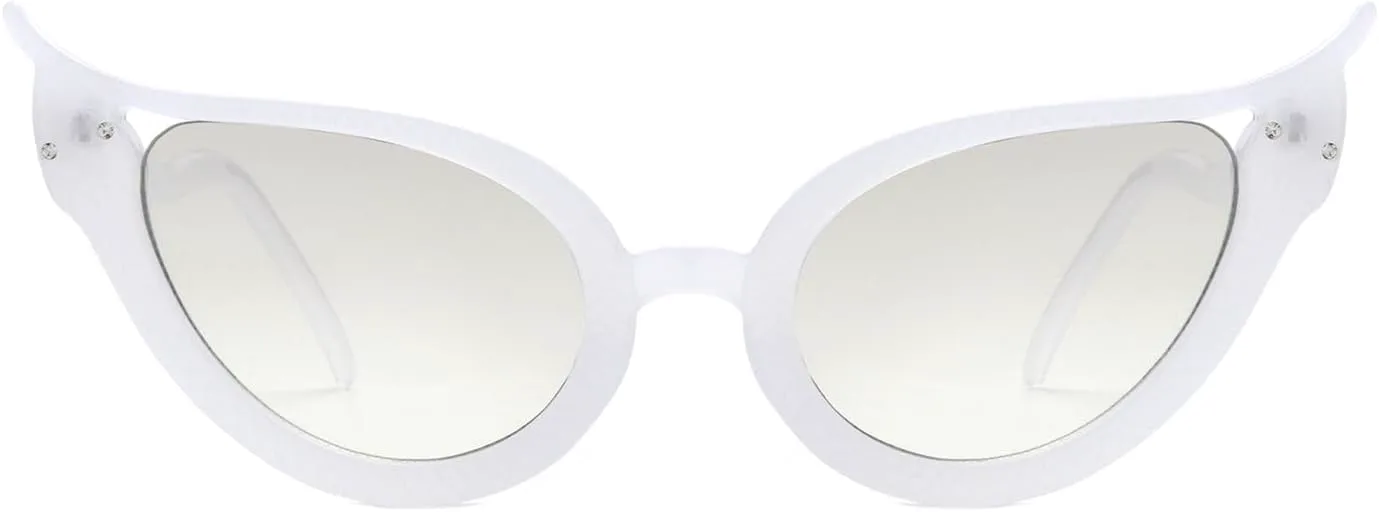 

Стильные солнцезащитные очки в форме «кошачьего глаза» с волнообразным дизайном и полупрозрачным белым покрытием, имитирующим змеиную чешую Generic, White