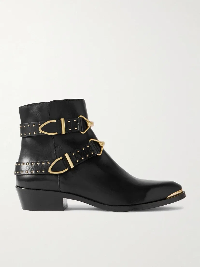 Zalya кожаные ботильоны с пряжками и заклепками ISABEL MARANT, черный
