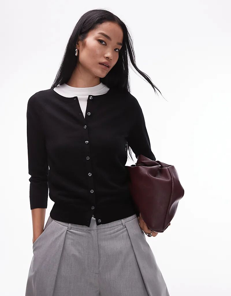 

Вязаный кардиган ARKET из мериносовой шерсти черного цвета