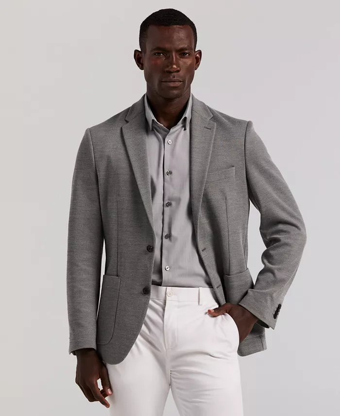 

Мужской однобортный жакет с фактурной тканью Perry Ellis, серый