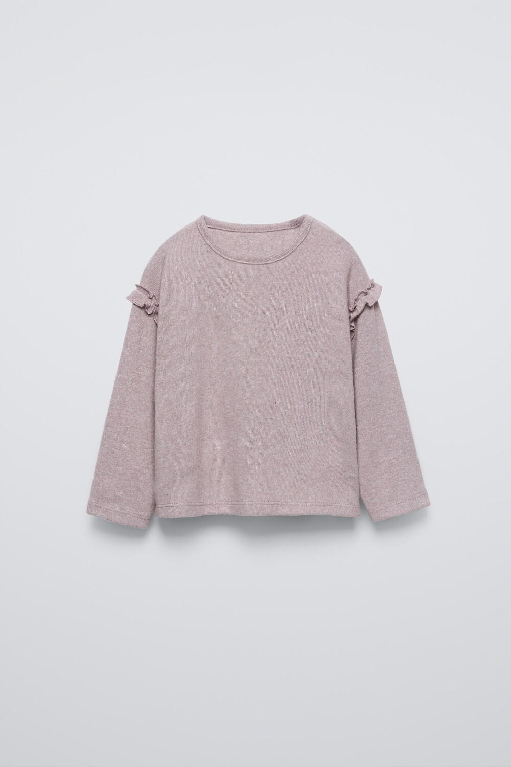 

Лонгслив из мягкой ткани с воланами ZARA, серо-коричневый