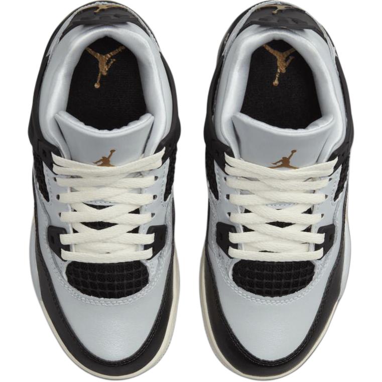 Детские баскетбольные кроссовки Jordan Air 4 Anti-Slip с высоким верхом, устойчивые к скольжению и износу, серо-черные для детей 3-7 лет — фото 4