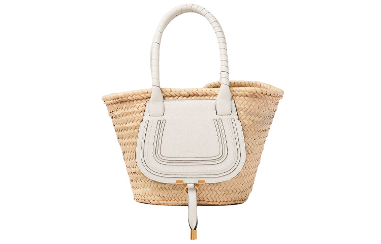 

Сумка Chloé из телячьей кожи и рафии, шоппер, корзина, дамская сумка, плечевая сумка среднего размера белая