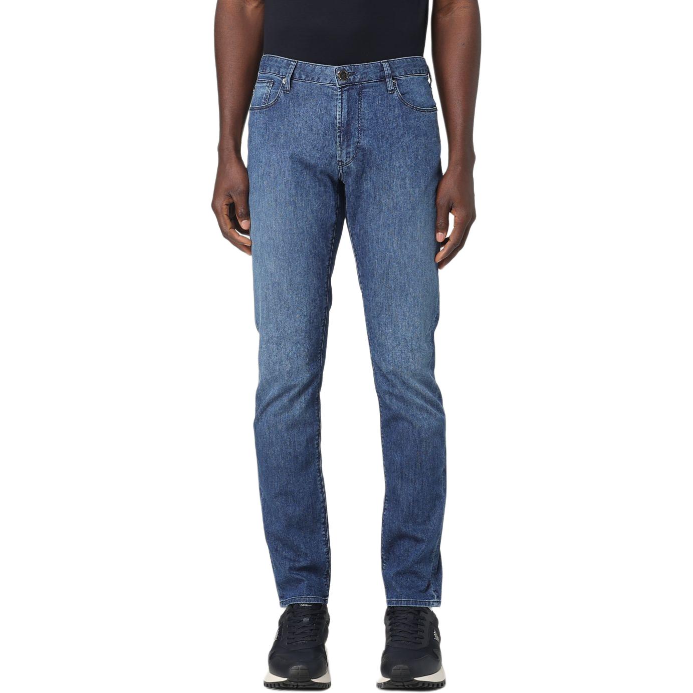 Джинсы с логотипом на бляшке Slim Fit EMPORIO ARMANI, синий — фото 2