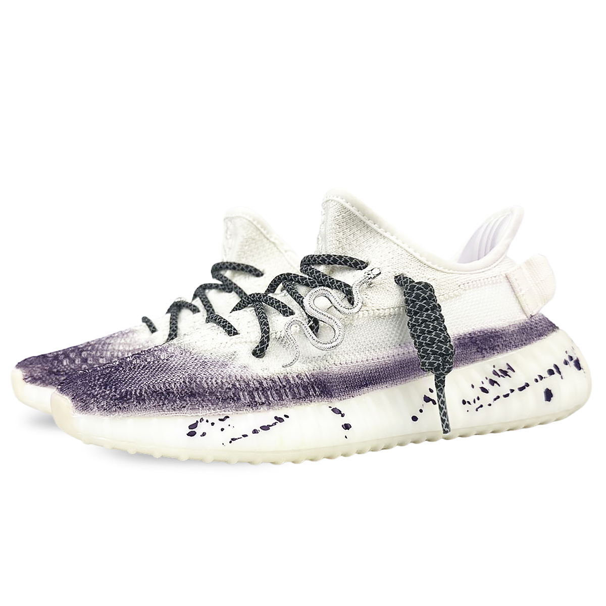 Yeezy Boost 350 V2 Абразивоустойчивые низкие повседневные кроссовки Unisex Белый Фиолетовый Adidas Originals — фото 3