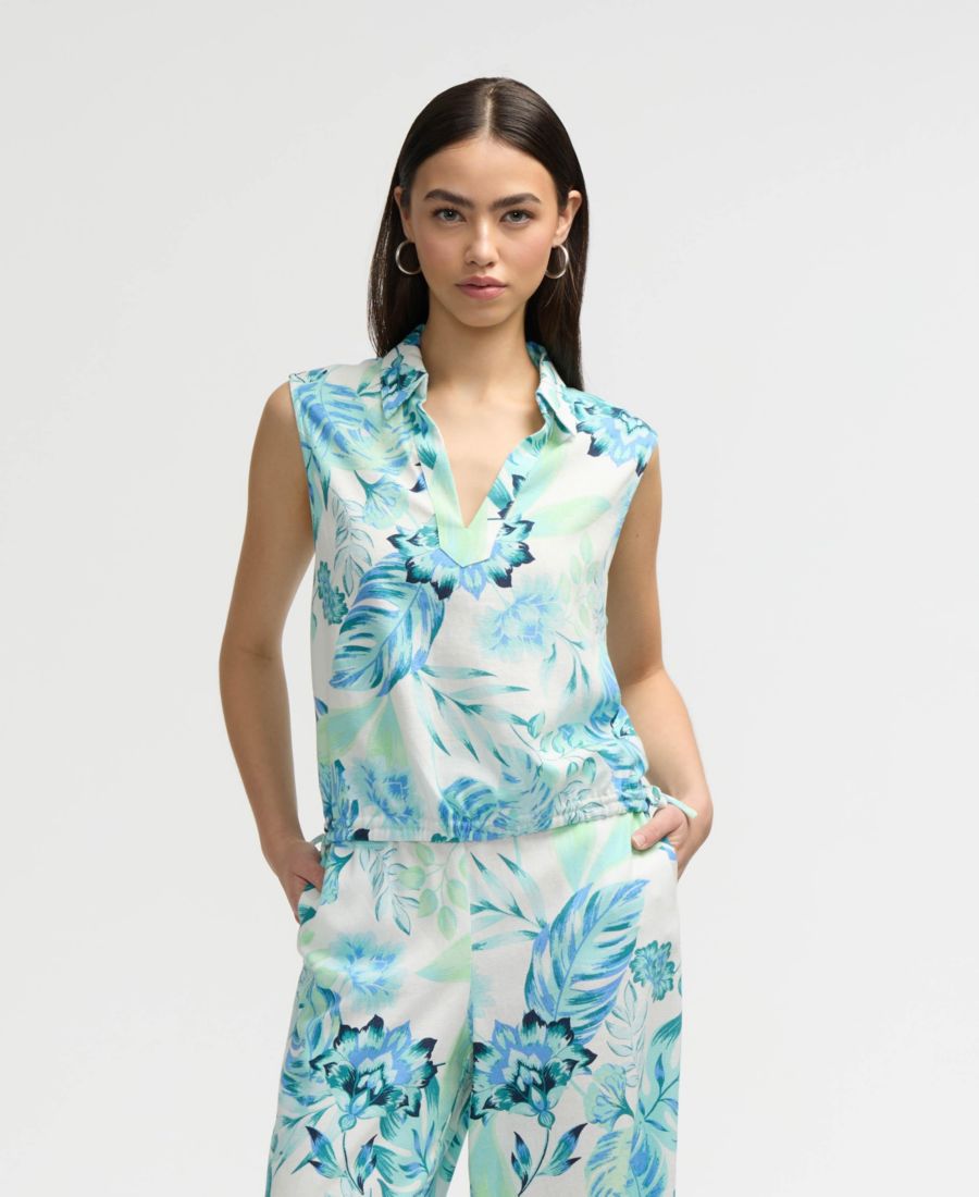 

Женский топ без рукавов с боковыми шнурками NVLT, Tropical blue