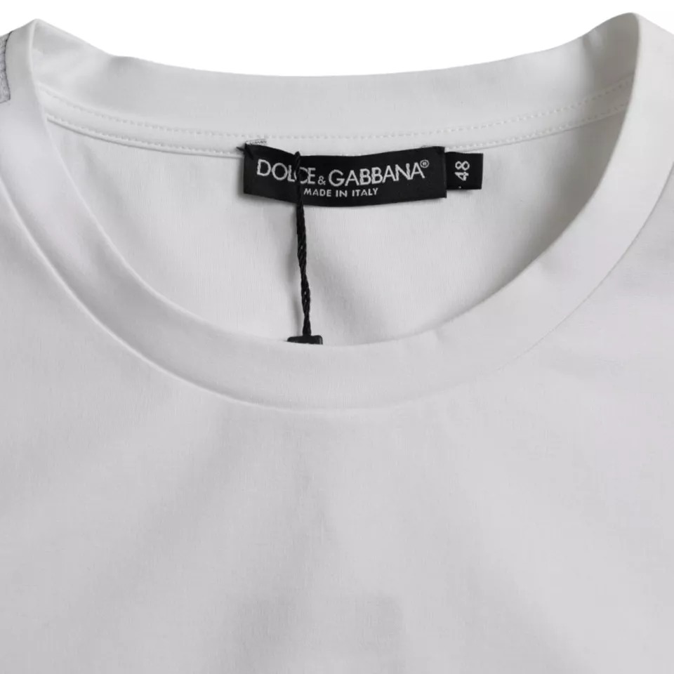 Белая хлопковая футболка с круглым вырезом и коротким рукавом Dolce & Gabbana — фото 4